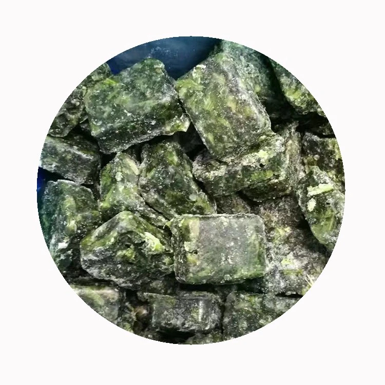 Frozen spinach formats for stove microwave steam and batch cooking